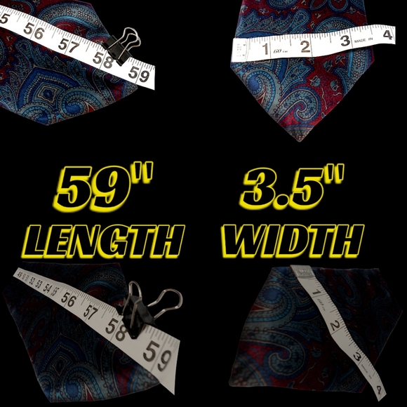 André Valetino Vintage Tie Red & Blue Silk Ornate Paisley Necktie - Picture 13 of 14